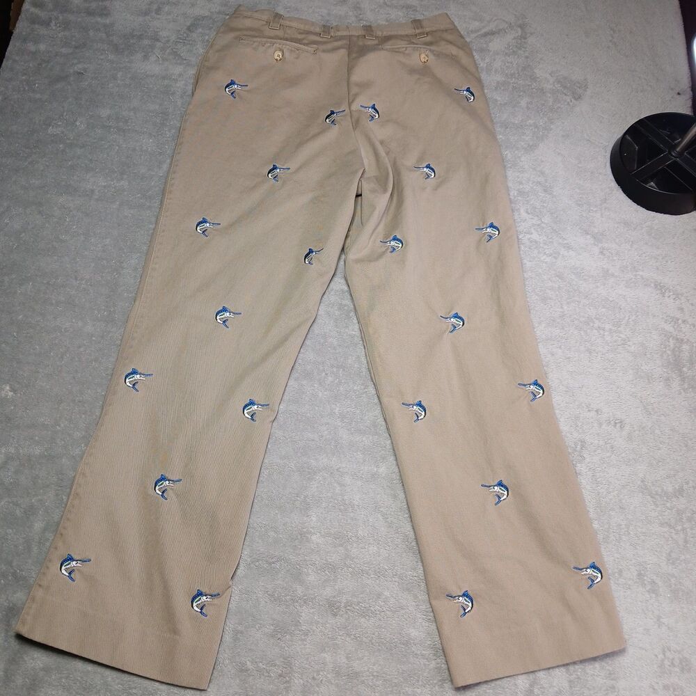 Berle 36x31 Mens Khaki Critter Pants Marlin Fish Embroidered Old Money Prep 36 - Picture 6 of 15